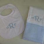 Monogrammed Bib & Burp Cloth Set